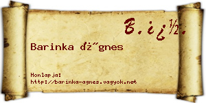 Barinka Ágnes névjegykártya