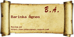Barinka Ágnes névjegykártya