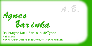 agnes barinka business card